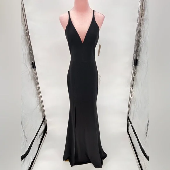 NWT Dress The Population Iris Slit Crepe Gown - Picture 7 of 15